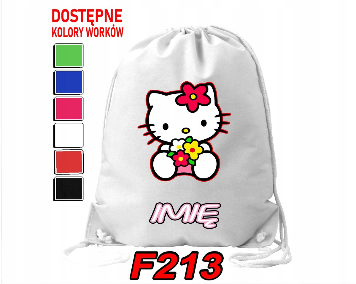 WOREK SZKOLNY NA WF SPORTOWY NA BUTY HELLO KITTY KOTEK SŁODZIA- IMIĘ