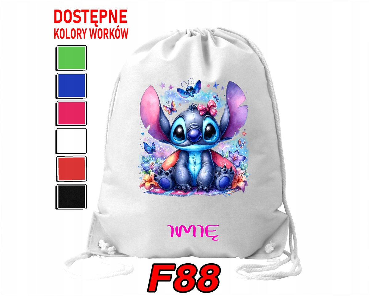 WOREK SZKOLNY NA WF SPORTOWY LILO & STICZ & ANGEL SŁODZIAKI - IMIĘ