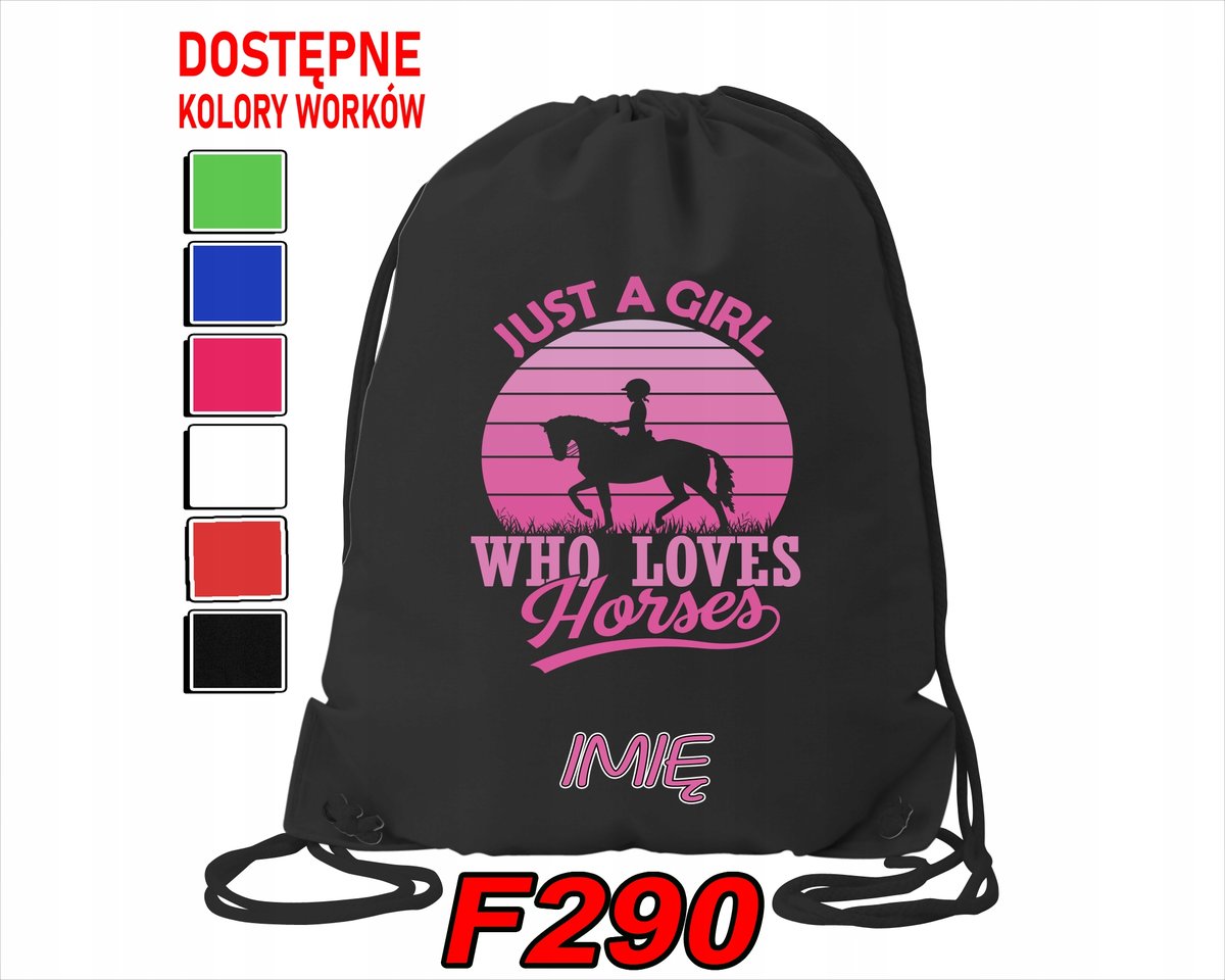 WOREK SZKOLNY NA WF SPORTOWY NA BUTY DLA DZIECI KONIE PIESKI - IMIĘ