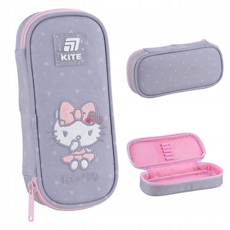 Piórnik szkolny rozkładany dla dziewczynki szary HELLO KITTY KITE