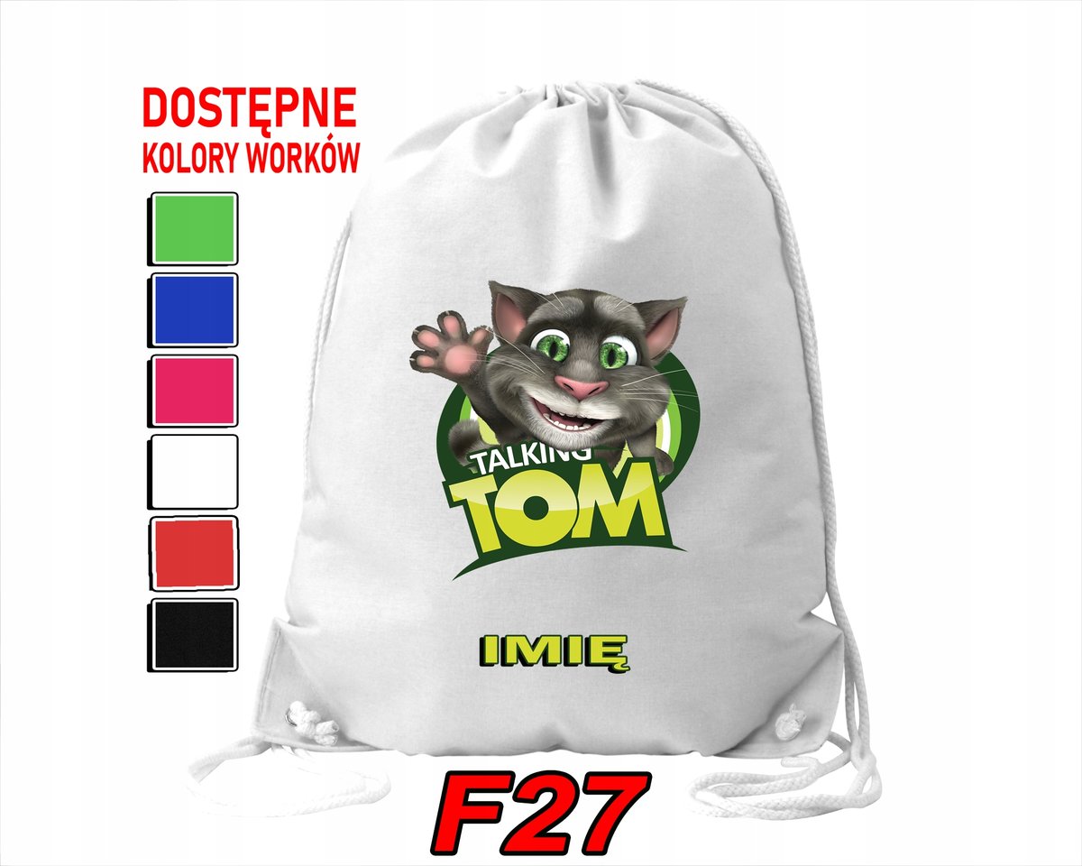 WOREK SZKOLNY NA WF TRENING SPORTOWY Z NADRUKIEM MY TALKIN TOM -IMIĘ