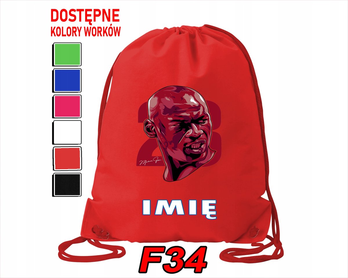 WOREK SZKOLNY NA WF SPORTOWY KOSZYKARZ NBA BASKET MJ - IMIĘ