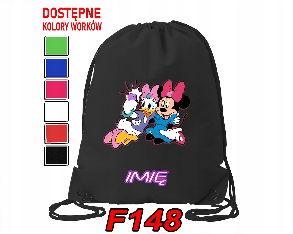 WOREK SZKOLNY NA WF SPORTOWY MYSZKA MINI KACZOR DAISI MIKI - IMIĘ