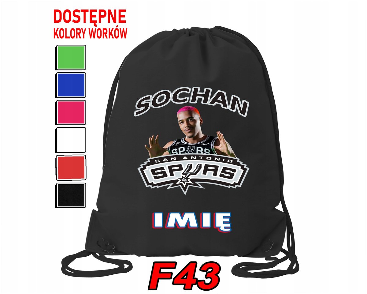 WOREK SZKOLNY NA WF SPORTOWY SAN ANTONIO SPURS SOCHAN NBA - IMIĘ