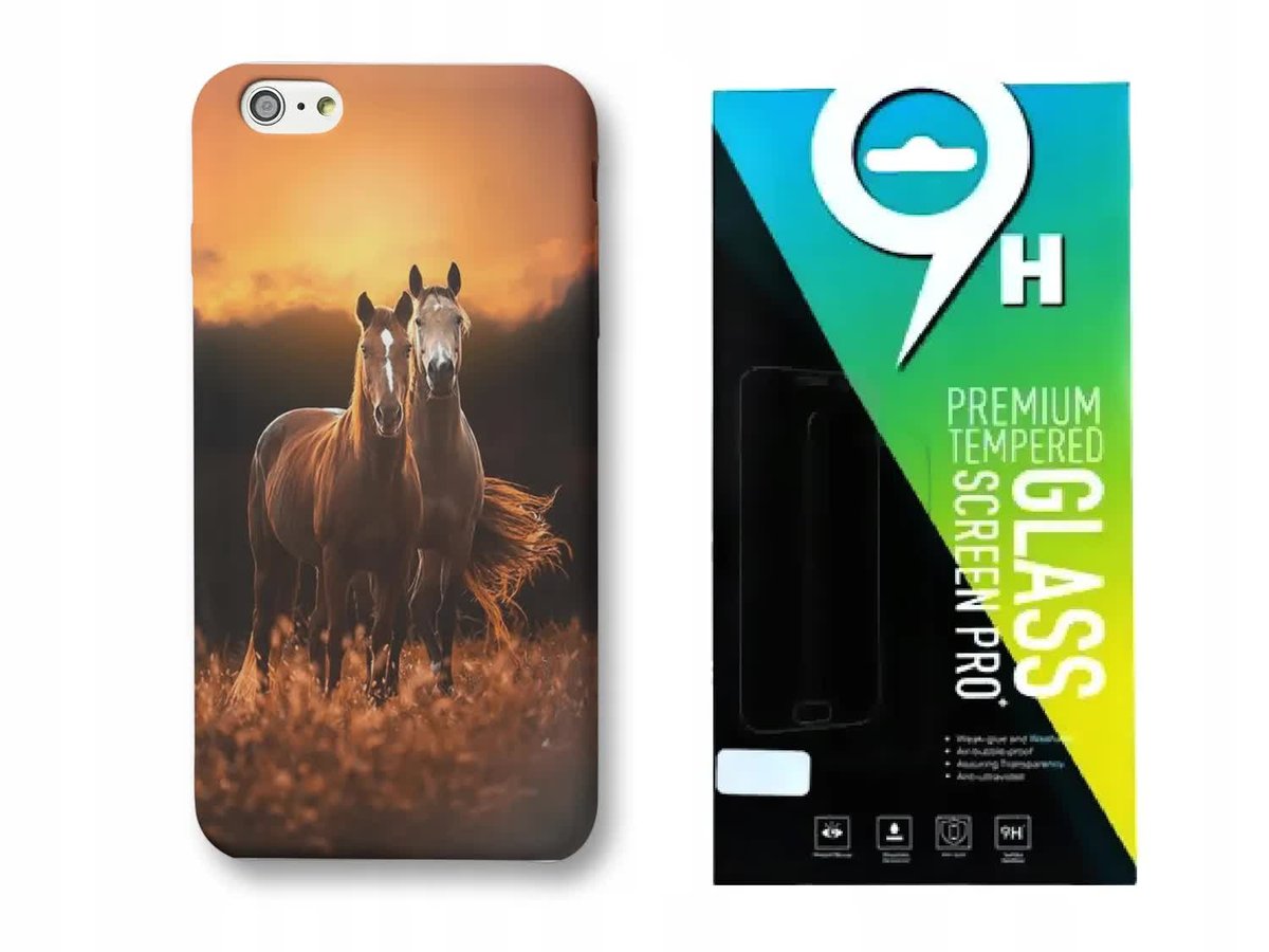 ZESTAW ETUI CASE DO IPHONE 14 Z NADRUKIEM KONIE RÓŻNE WZORY WYBÓR+SZKŁO