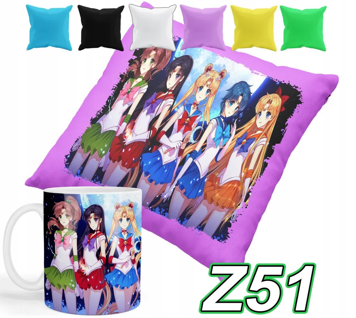 ZESTAW KUBEK + POSZEWKA Z NADRUKIEM SAILOR MOON CZARODZIEJKI + IMIĘ