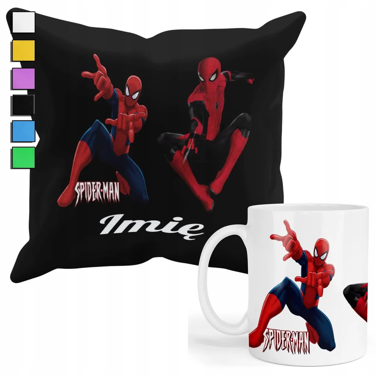 ZESTAW KUBEK + POSZEWKA Z NADRUKIEM-DLA FANA PREZENT SPIDERMAN +IMIĘ