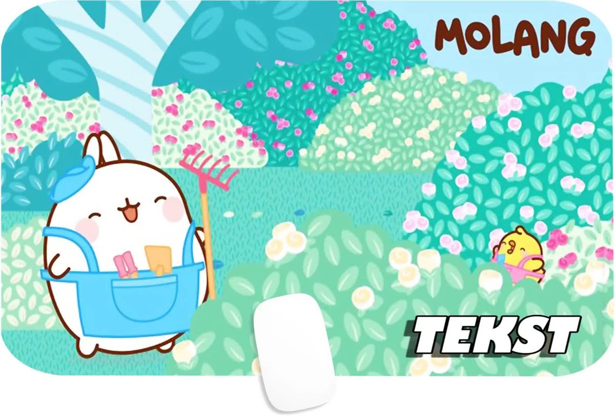 PODKŁADKA POD MYSZKĘ Z NADRUKIEM KRÓLIK MOLANG WZORY-TEKST -29X36