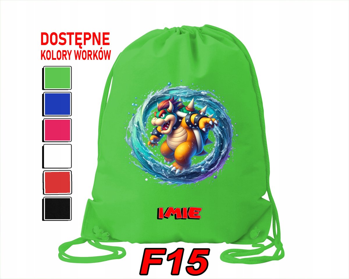 WOREK SZKOLNY NA WF TRENING SPORTOWY Z NADRUKIEM SUPER MARIO - IMIĘ