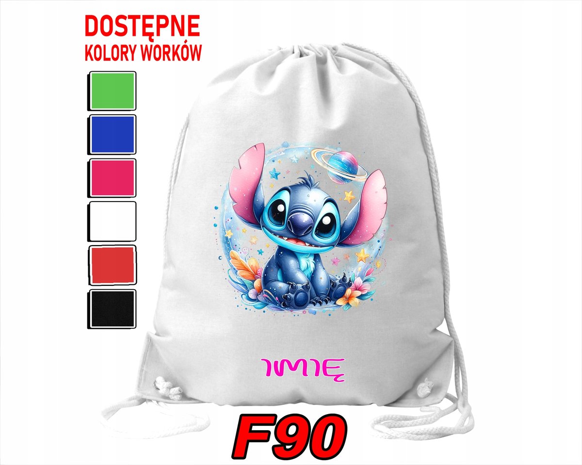 WOREK SZKOLNY NA WF SPORTOWY LILO & STICZ & ANGEL SŁODZIAKI - IMIĘ