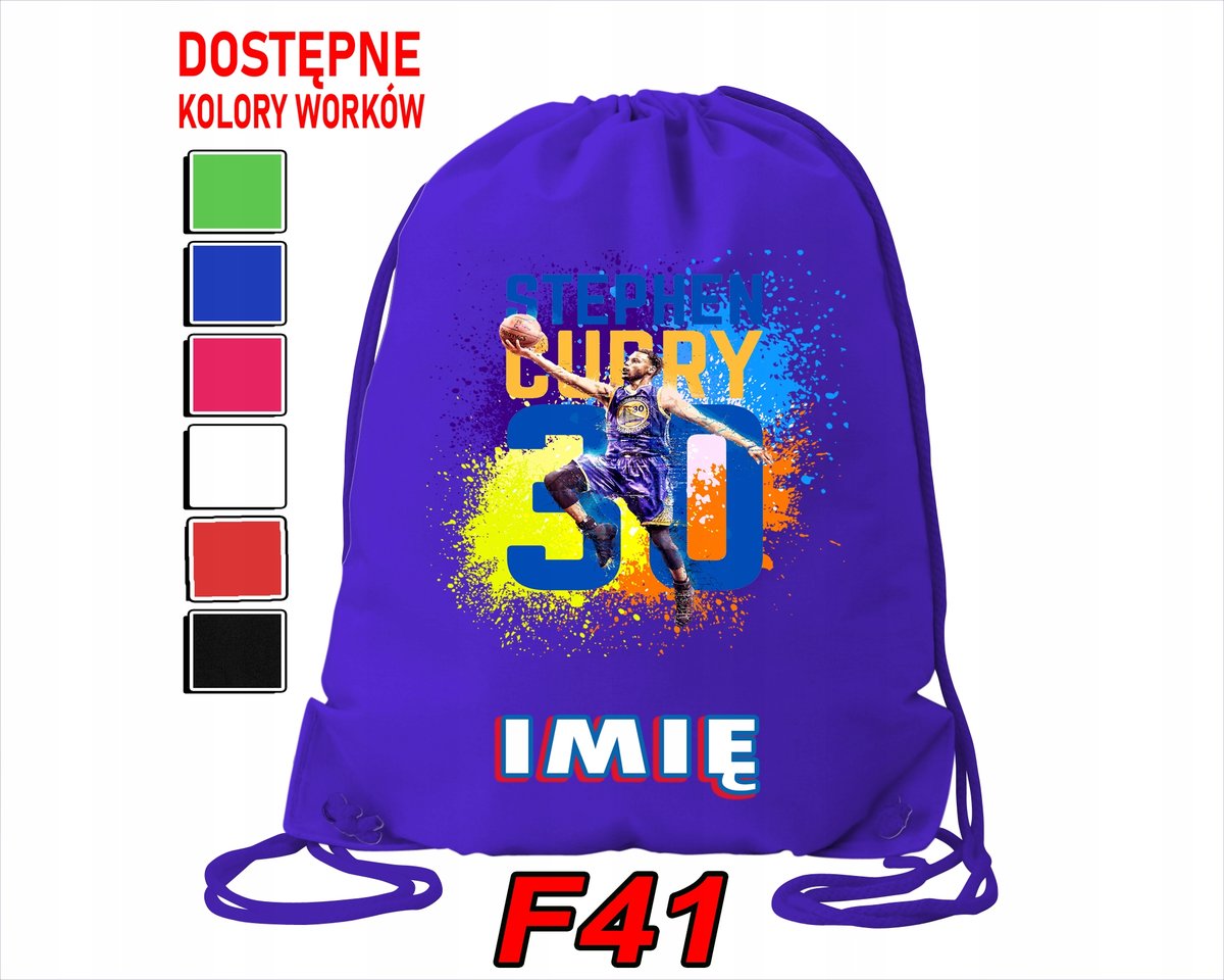 WOREK SZKOLNY NA WF SPORTOWY STEPHEN CURRY NBA GOLDEN STATE - IMIĘ