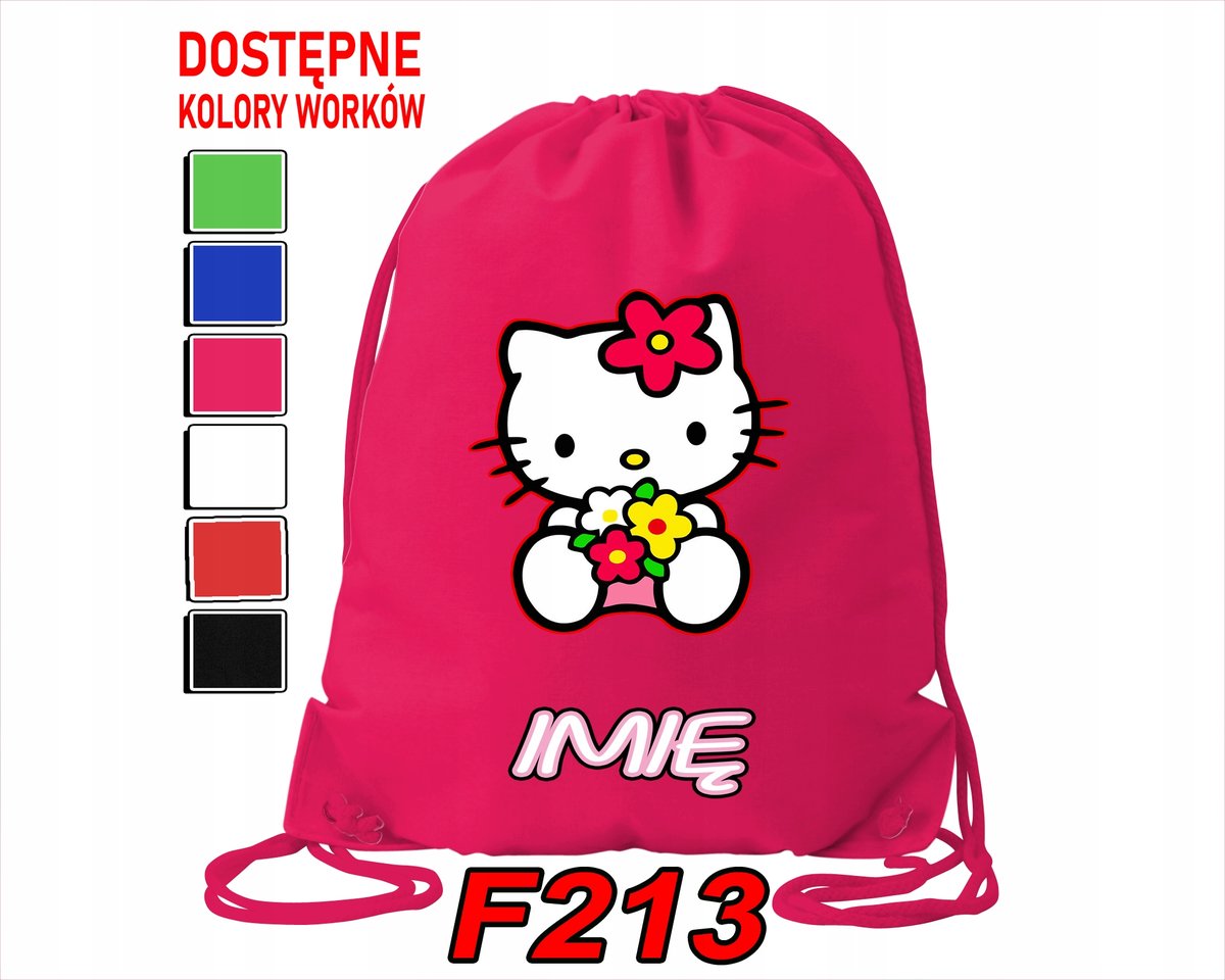 WOREK SZKOLNY NA WF SPORTOWY NA BUTY HELLO KITTY KOTEK SŁODZIA- IMIĘ
