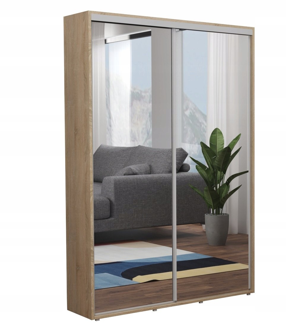 DESINGERSKA SZAFA KORYTARZOWA ZUZA SLIM 2 LUSTRA 140X242 SONOMA