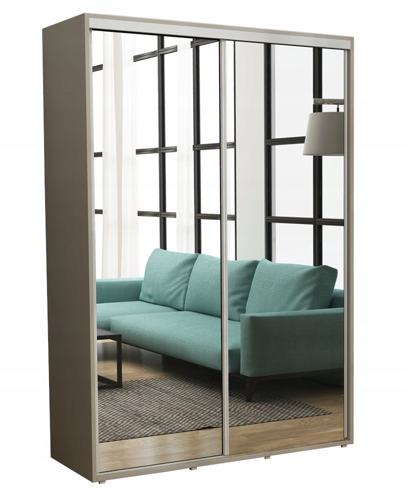 PRZESUWNA SZAFA Z 2 LUSTRAMI DO PRZEDPOKOJU GŁ. 45CM 150x220 Kaszmir