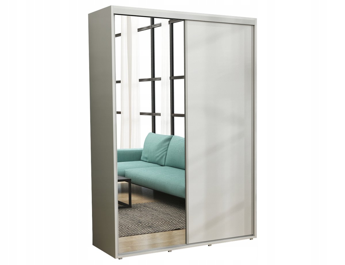 Nowoczesna Szafa Przesuwna Iga LUSTRO 160 x 242 Biała/ Wysoka