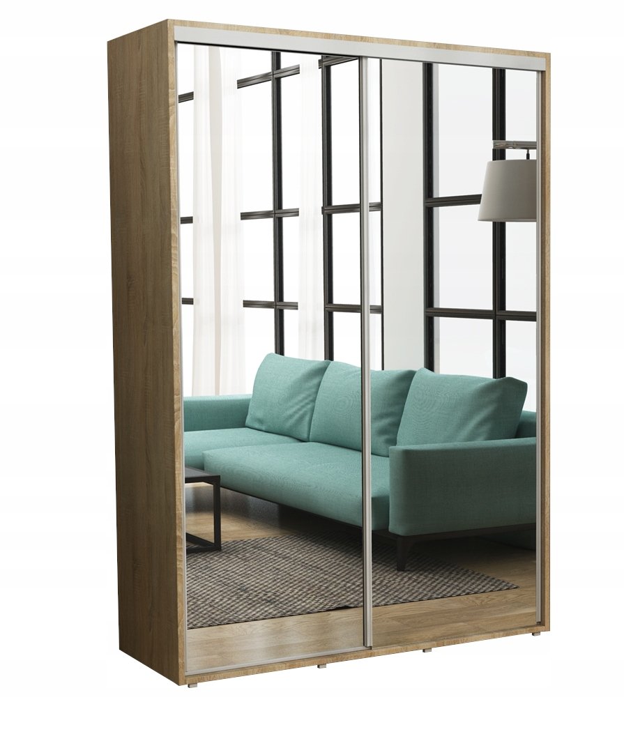 Szafa Przesuwna Iga 2 LUSTRA 150 x 242 Sonoma/ Wysoka