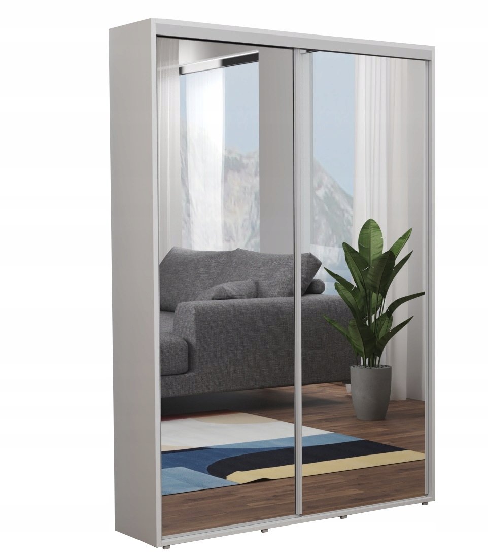 PRZESUWNA SZAFA Z LUSTRAMI DO PRZEDPOKOJU Z PÓŁKAMI GŁ. 45CM 100X242 BIAŁA