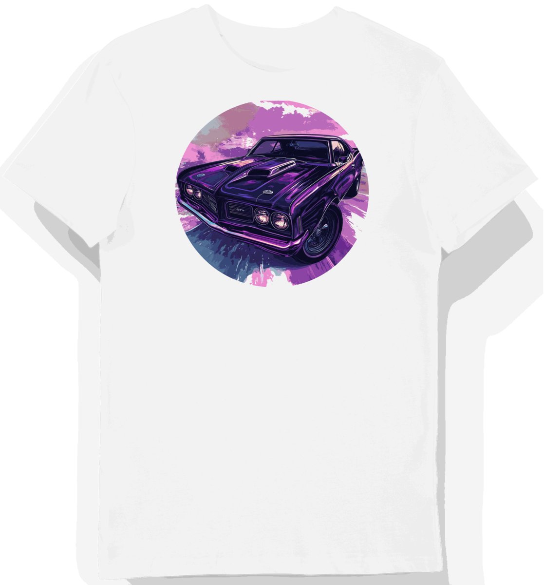 Koszulka męska biała z nadrukiem klasycznego Pontiac GTO XXL
