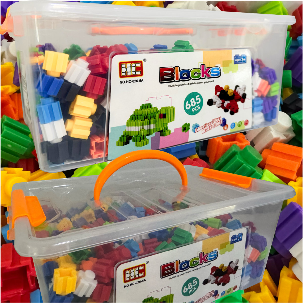 Klocki KONSTRUKCYJNE plastikowe BUDOWLANE dla DZIECI XL KUFEREK 685 el.