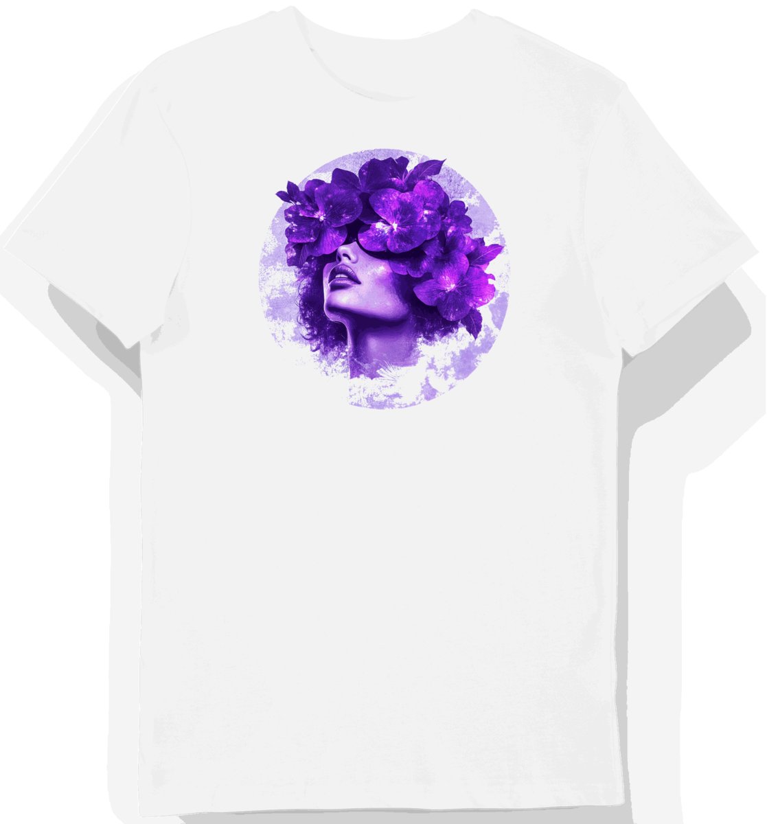 Koszulka męska biała z motywem kwiatów retro L