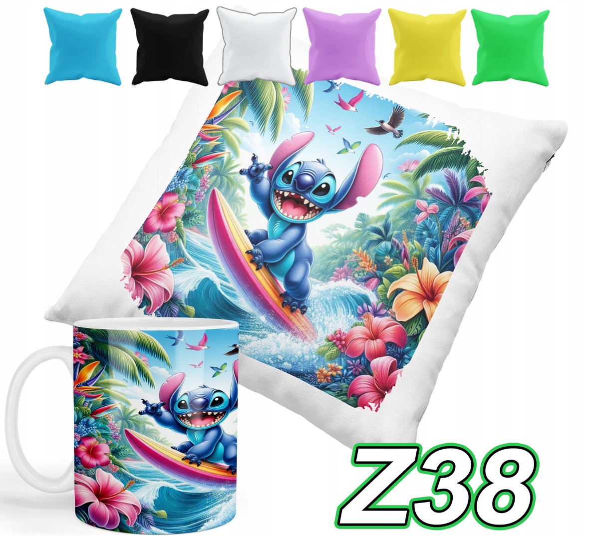 ZESTAW KUBEK +POSZEWKA Z NADRUKIEM PREZENT LILO STICZ ANGEL+IMIĘ