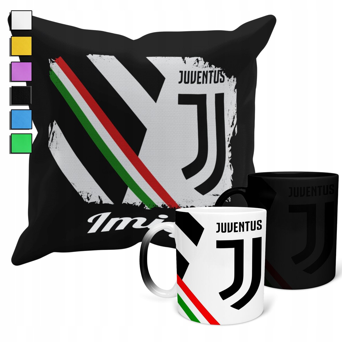 ZESTAW KUBEK MAGICZNY + POSZEWKA Z PODUSZKĄ- JUVENTUS KLUBY PIŁKA + IMIĘ
