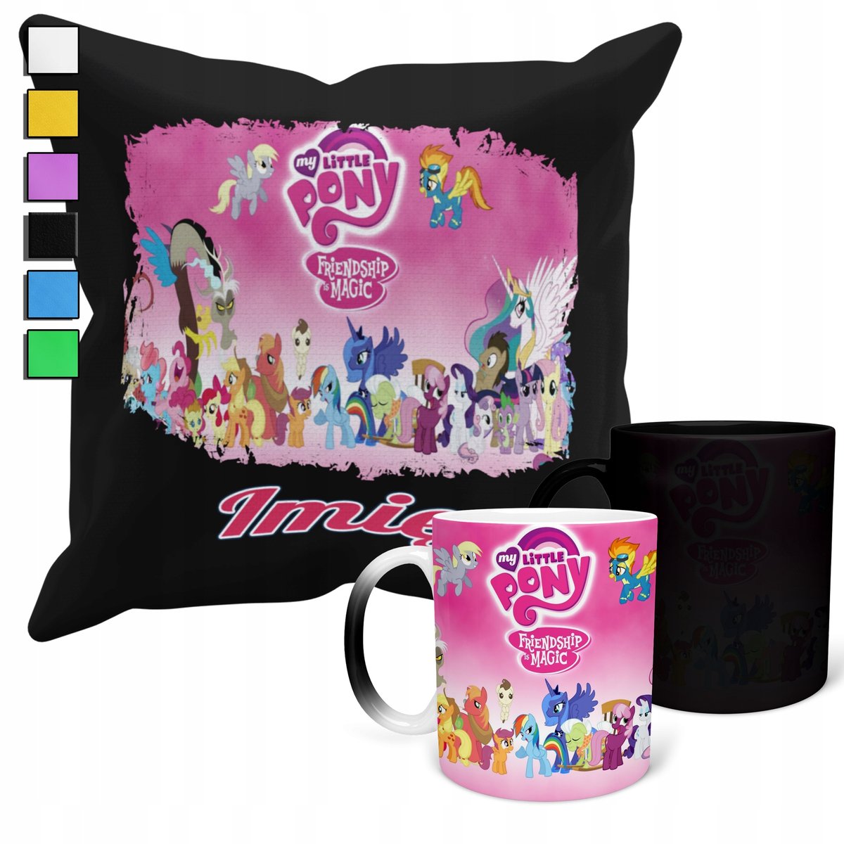 ZESTAW KUBEK MAGICZNY + POSZEWKA Z PODUSZKĄ- PREZENT MY LITLLE PONY + IMIĘ