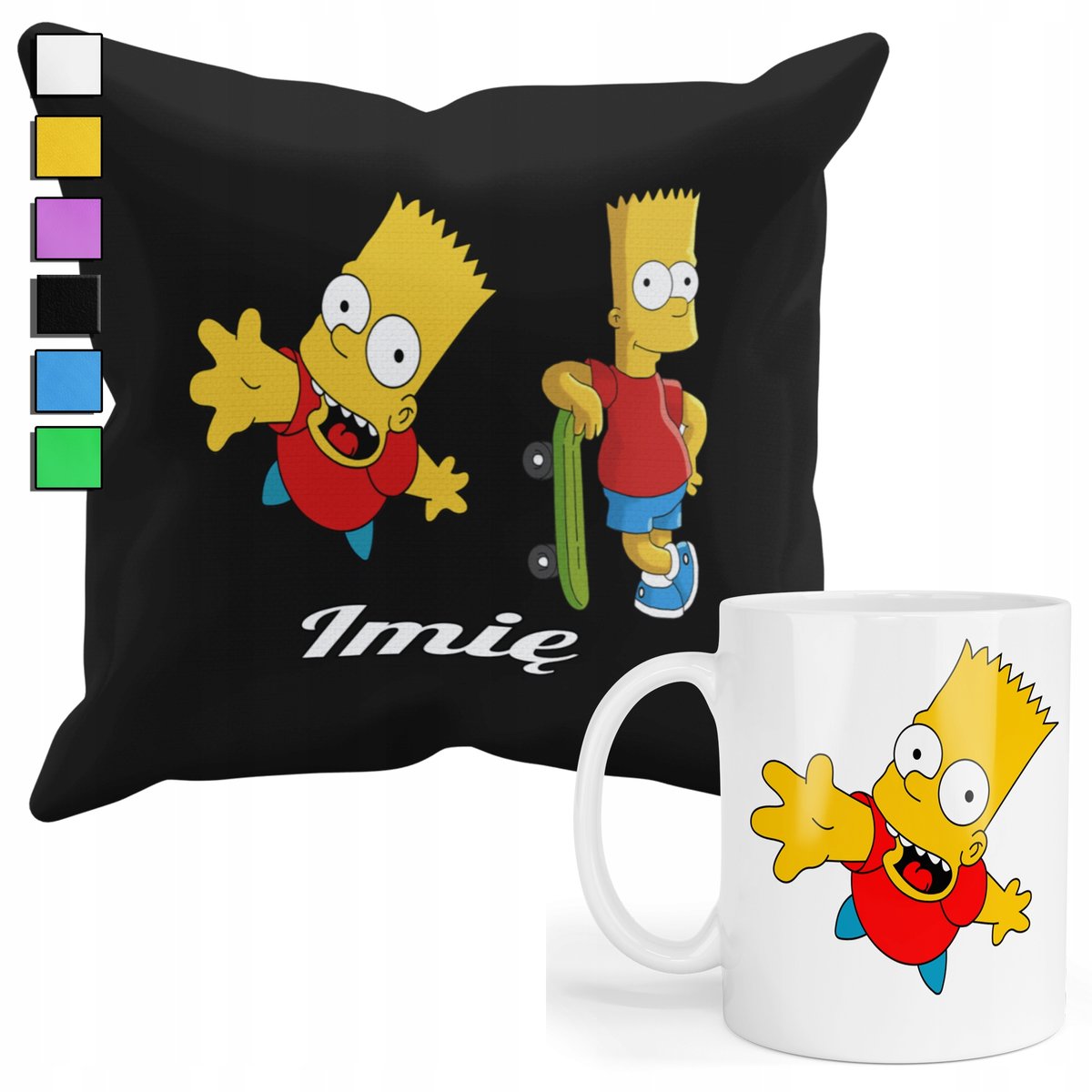 ZESTAW KUBEK + POSZEWKA Z NADRUKIEM-DLA FANA PREZENT SIMPSON BAJKA +IMIĘ