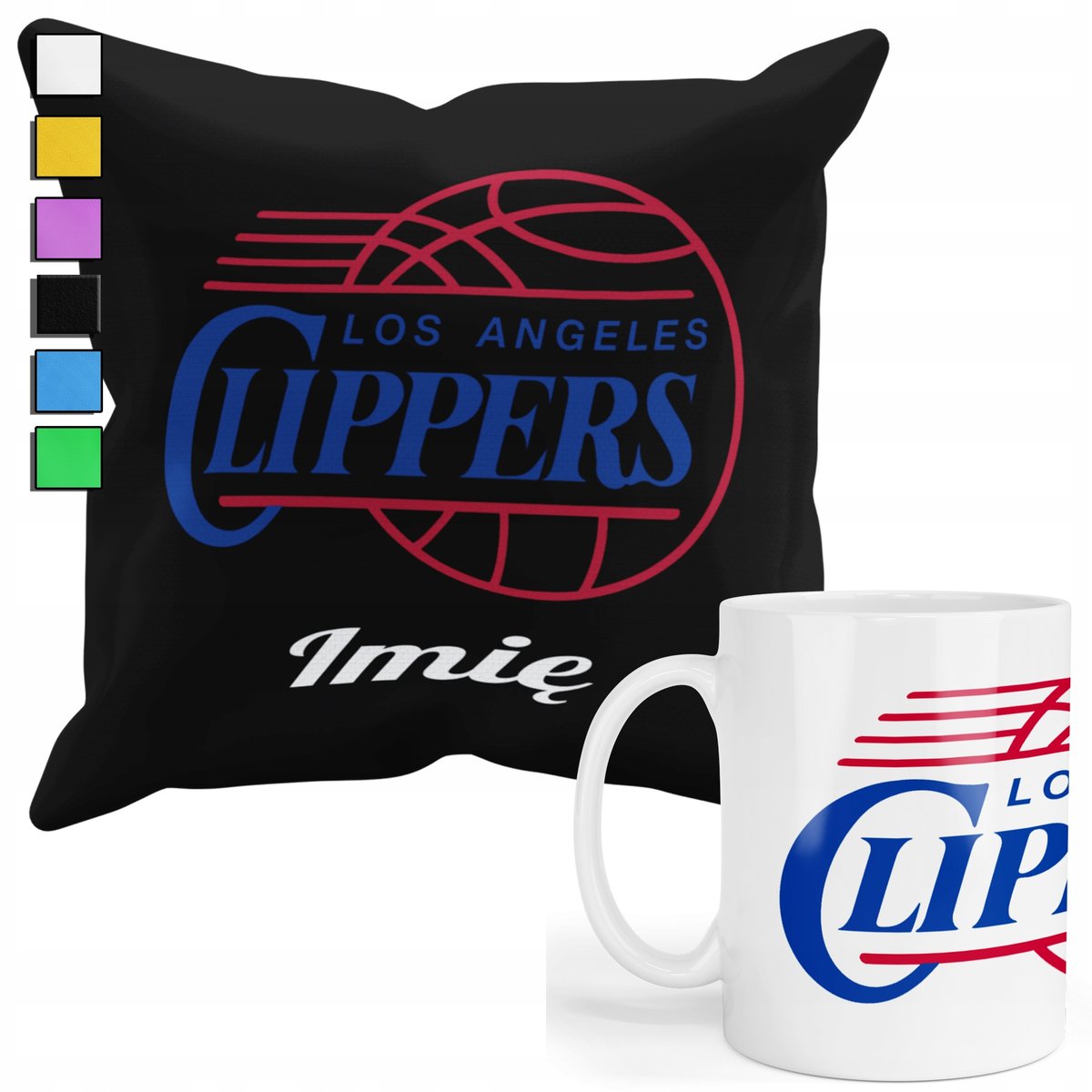 ZESTAW KUBEK + POSZEWKA Z NADRUKIEM-DLA FANA NBA LOS ANGELES CLIPPERS +IMIĘ