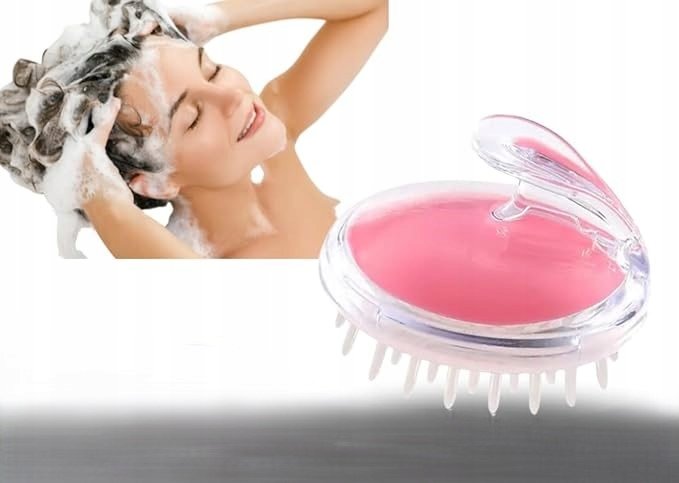 Szczotka do Mycia Włosów Masaż Głowy ze Zbiornikiem do Szamponu Różowy