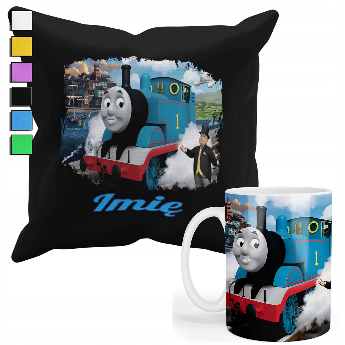 ZESTAW KUBEK + POSZEWKA Z NADRUKIEM-DLA FANA TOMEK I PRZYJACIELE +IMIĘ