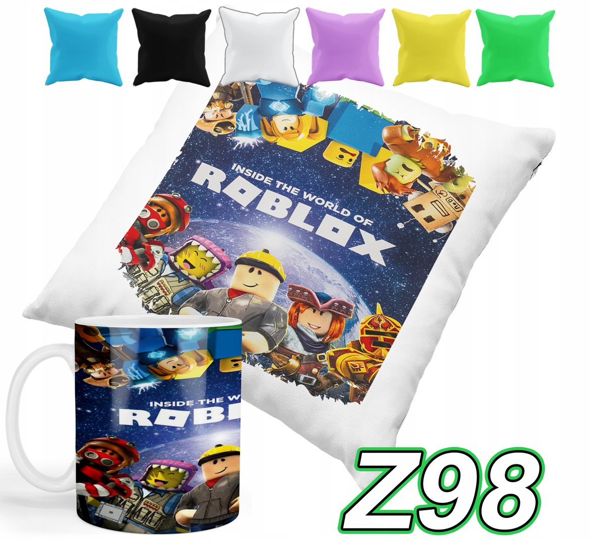 ZESTAW KUBEK +POSZEWKA Z NADRUKIEM PREZENT ROBLOX BAJKI +IMIĘ