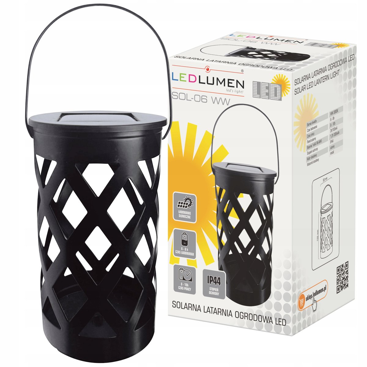 LAMPA SOLARNA OGRODOWA DEKORACYJNA LATARNIA OZDOBNA LED CZUJNIK ZMIERZCHU