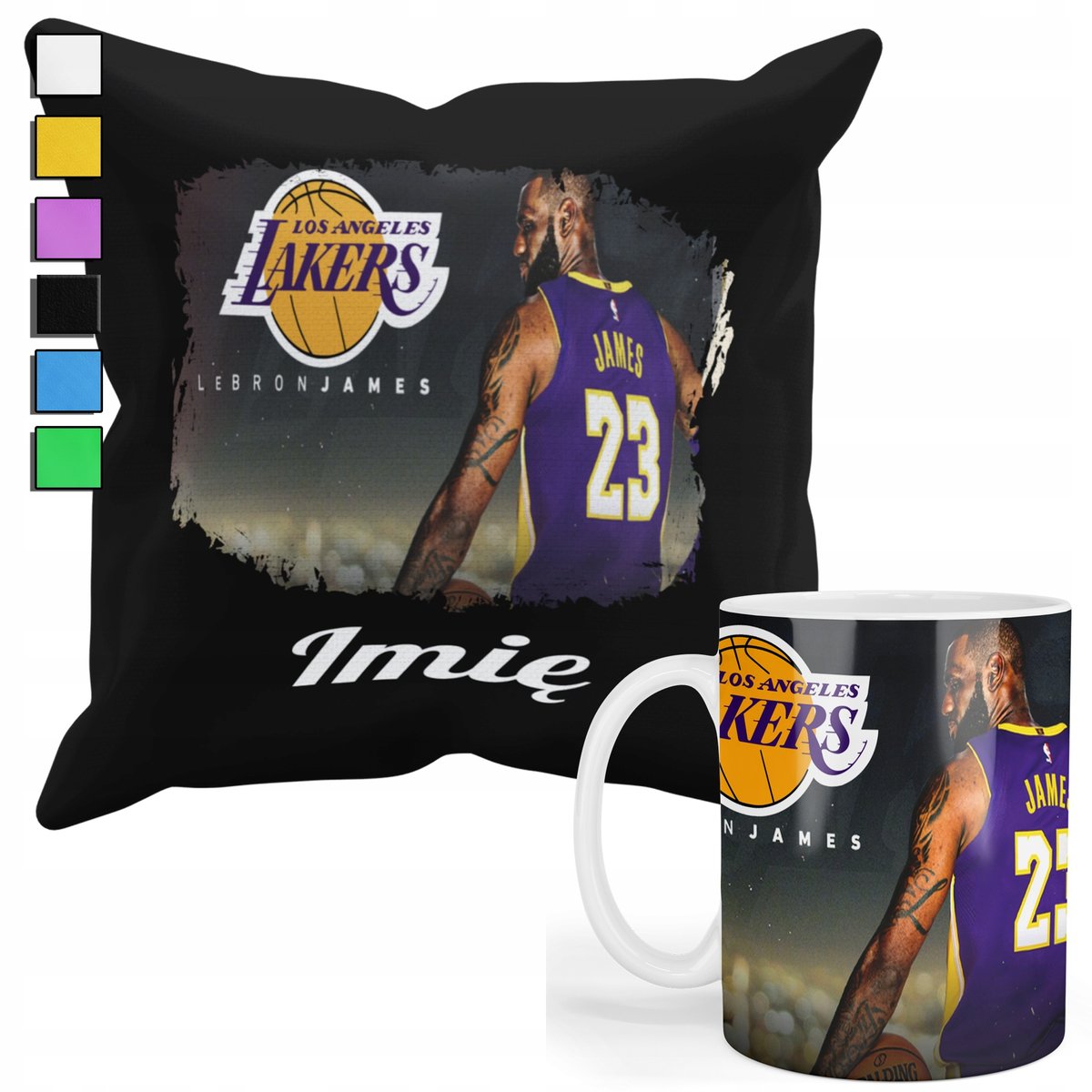 ZESTAW KUBEK + PODUSZKA Z POSZEWKĄ- PREZENT DLA FANA LEBRON JAMES + IMIĘ