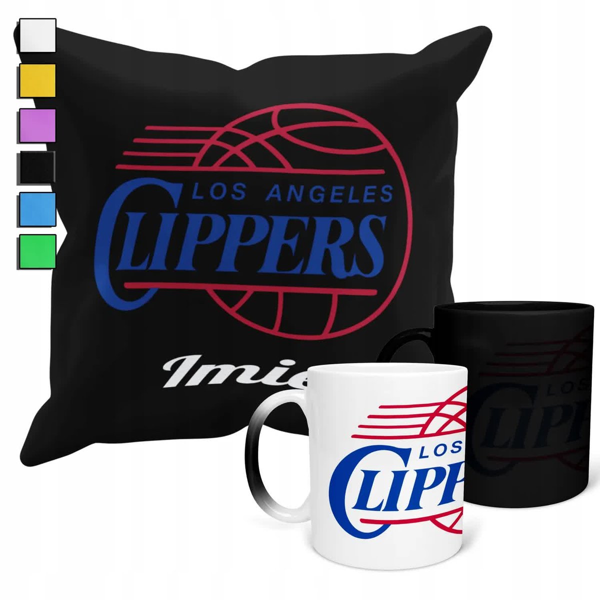 ZESTAW KUBEK MAGICZNY + POSZEWKA Z PODUSZKĄ-NBA LOS ANGELES CLIPPERS + IMIĘ