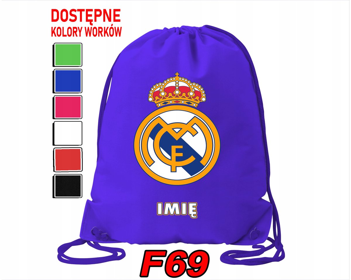 Worek Szkolny Na Wf Sportowy Real Madryt Piłka Nożna Kluby - Imię