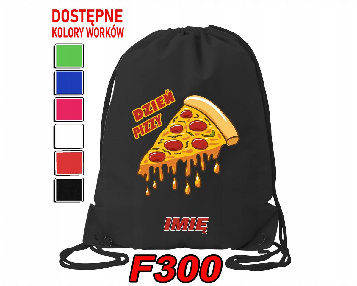 WOREK SZKOLNY NA WF SPORTOWY NA BUTY DLA DZIECI DZIEŃ PIZZY- IMIĘ