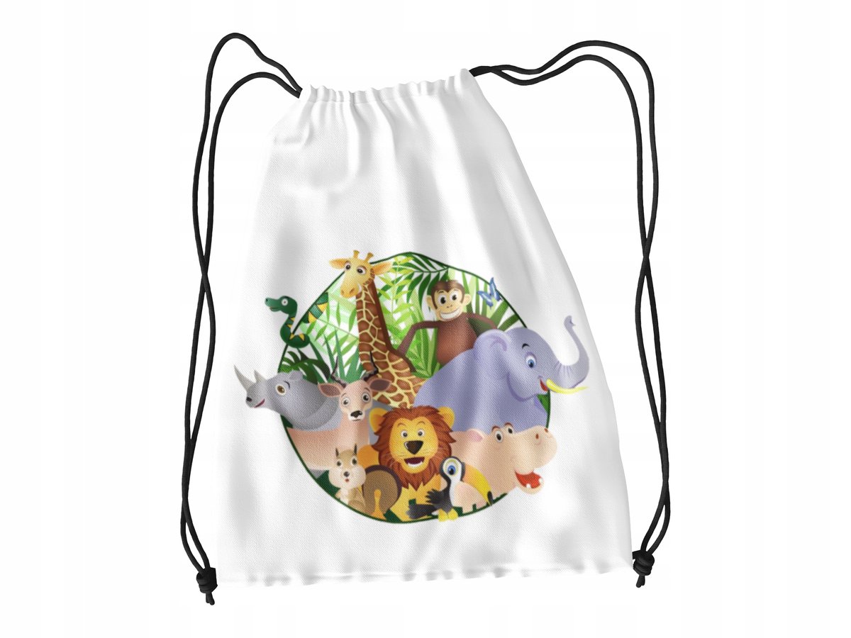 WOREK DO SZKOŁY WF/BUTY ZWIERZĘTA DINOZAURY + IMIĘ