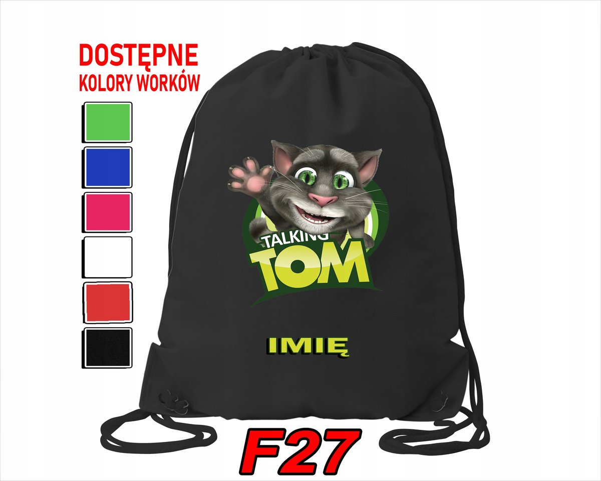 WOREK SZKOLNY NA WF TRENING SPORTOWY Z NADRUKIEM MY TALKIN TOM -IMIĘ