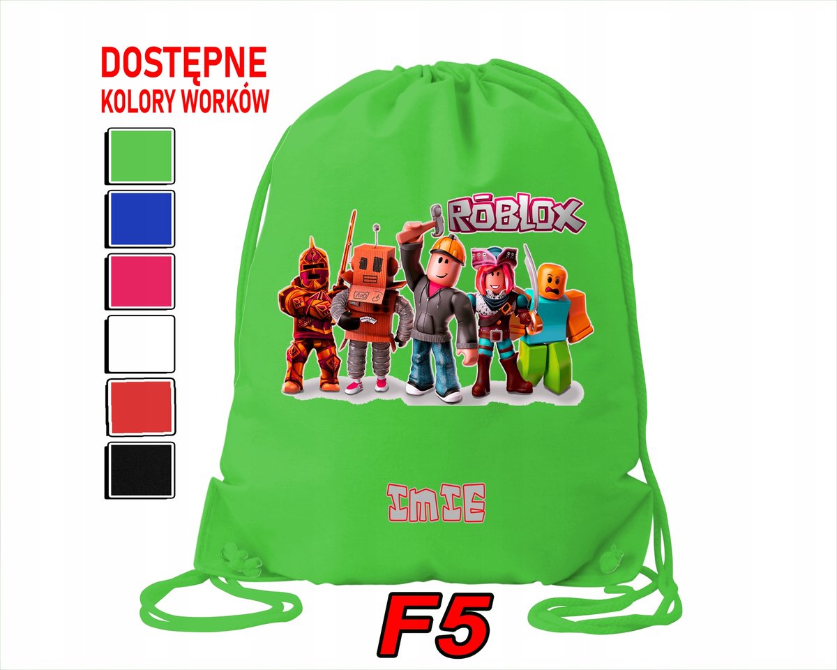 WOREK SZKOLNY NA WF TRENING SPORTOWY Z NADRUKIEM ROBLOX - IMIĘ