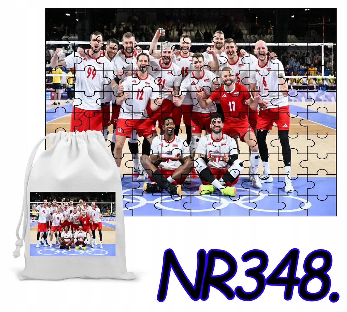 Puzzle 252El. Układanka Polska Reprezentacja Siatkarzy+Woreczek Z Nadrukiem