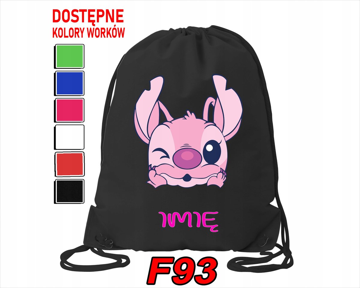 WOREK SZKOLNY NA WF TRENING LILO & STICZ & ANGEL SŁODZIAKI - IMIĘ