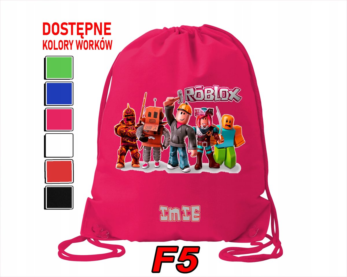 WOREK SZKOLNY NA WF TRENING SPORTOWY Z NADRUKIEM ROBLOX - IMIĘ