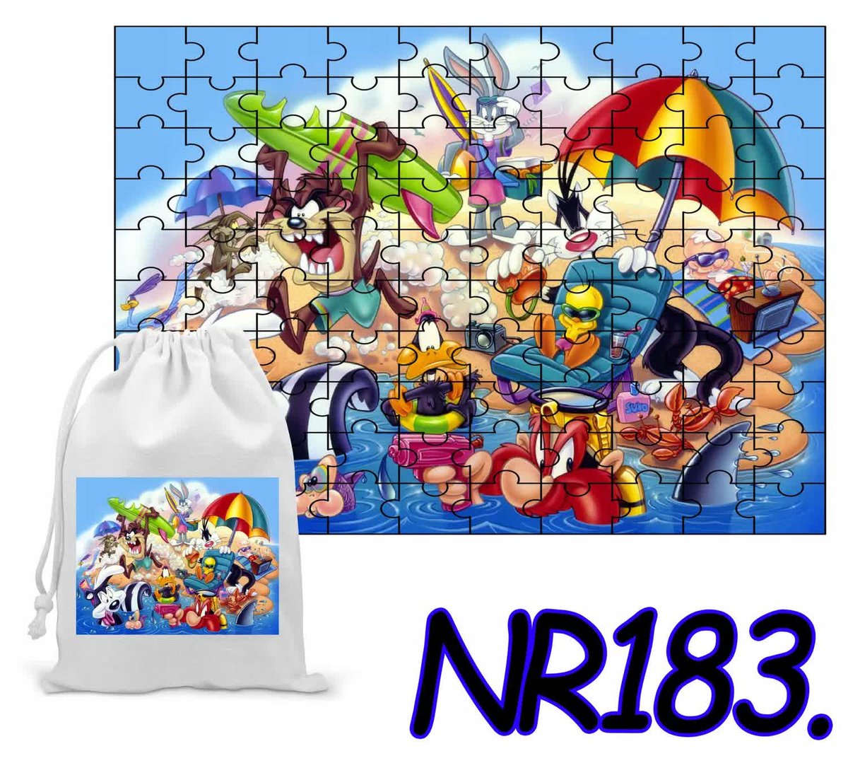 Puzzle 110 El. Układanka Prezent Królik Bugs Duffy + Woreczek Z Nadrukiem