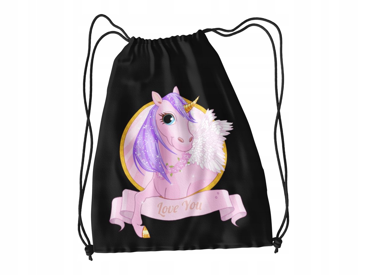 WOREK DO SZKOŁY WF/BUTY UNICORNE KONIE+IMIĘ