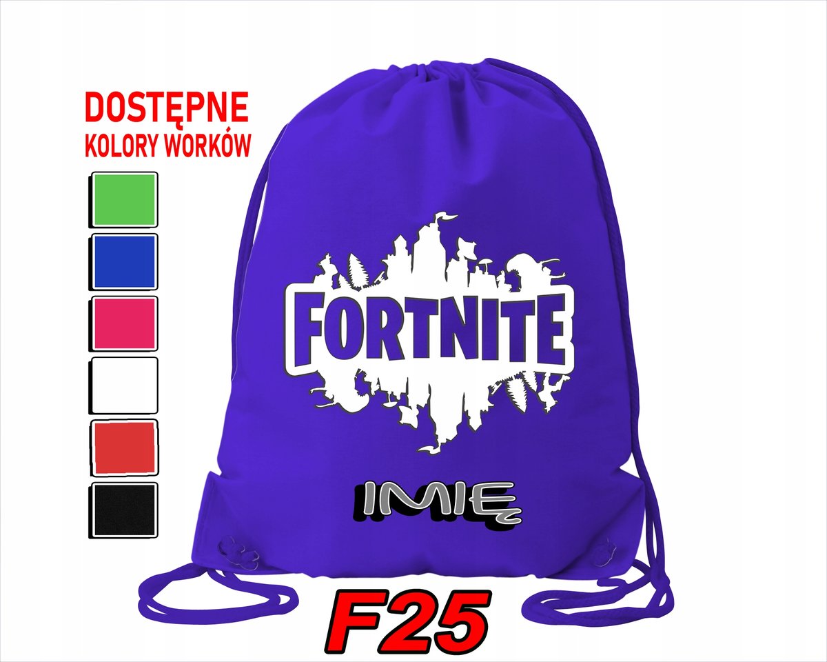 WOREK SZKOLNY NA WF TRENING SPORTOWY Z NADRUKIEM FORTNAIT - IMIĘ