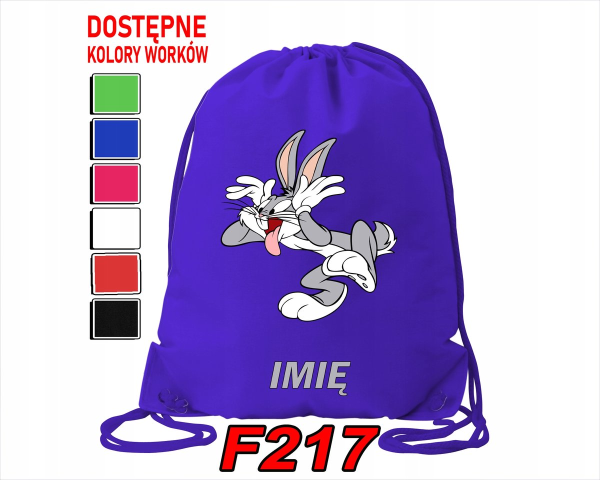 WOREK SZKOLNY NA WF SPORTOWY NA BUTY DLA DZIECI KRÓLIK BUGS - IMIĘ