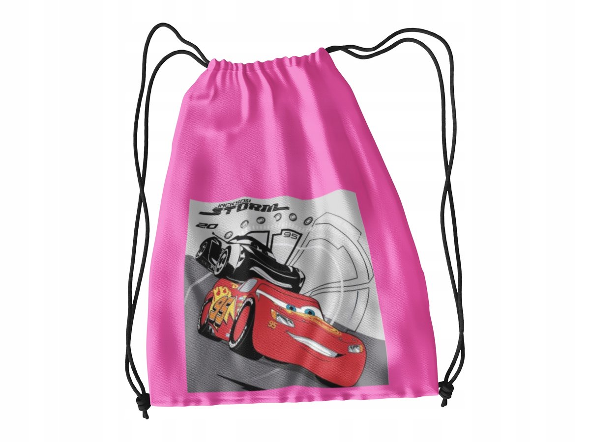 WOREK DO SZKOŁY WF/BUTY CZERWONE AUTO AUTA + IMIĘ