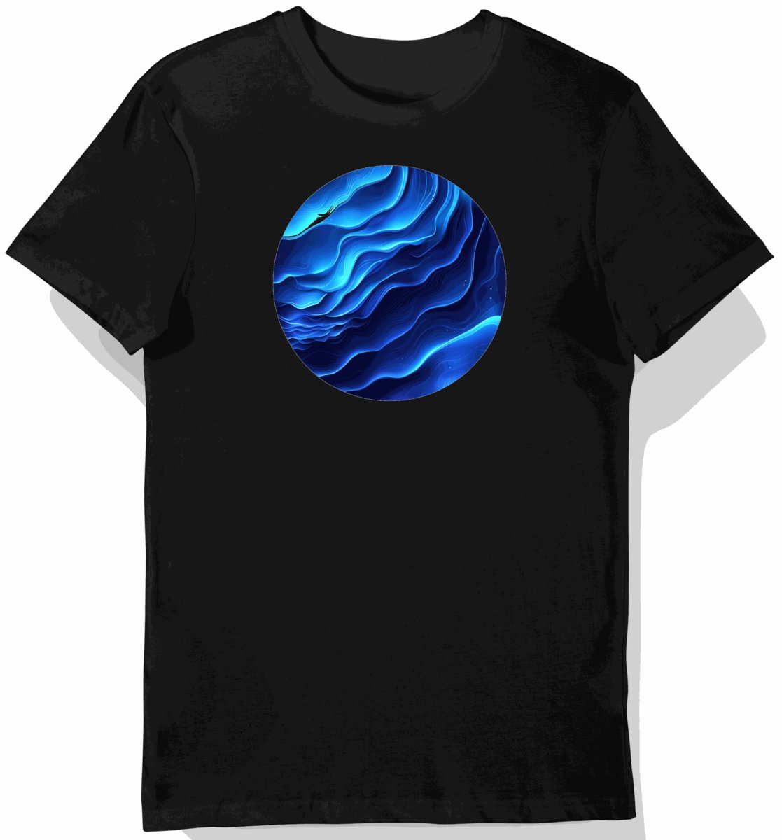 Koszulka męska czarna z motywem niebieskiej fali esportowej 3XL