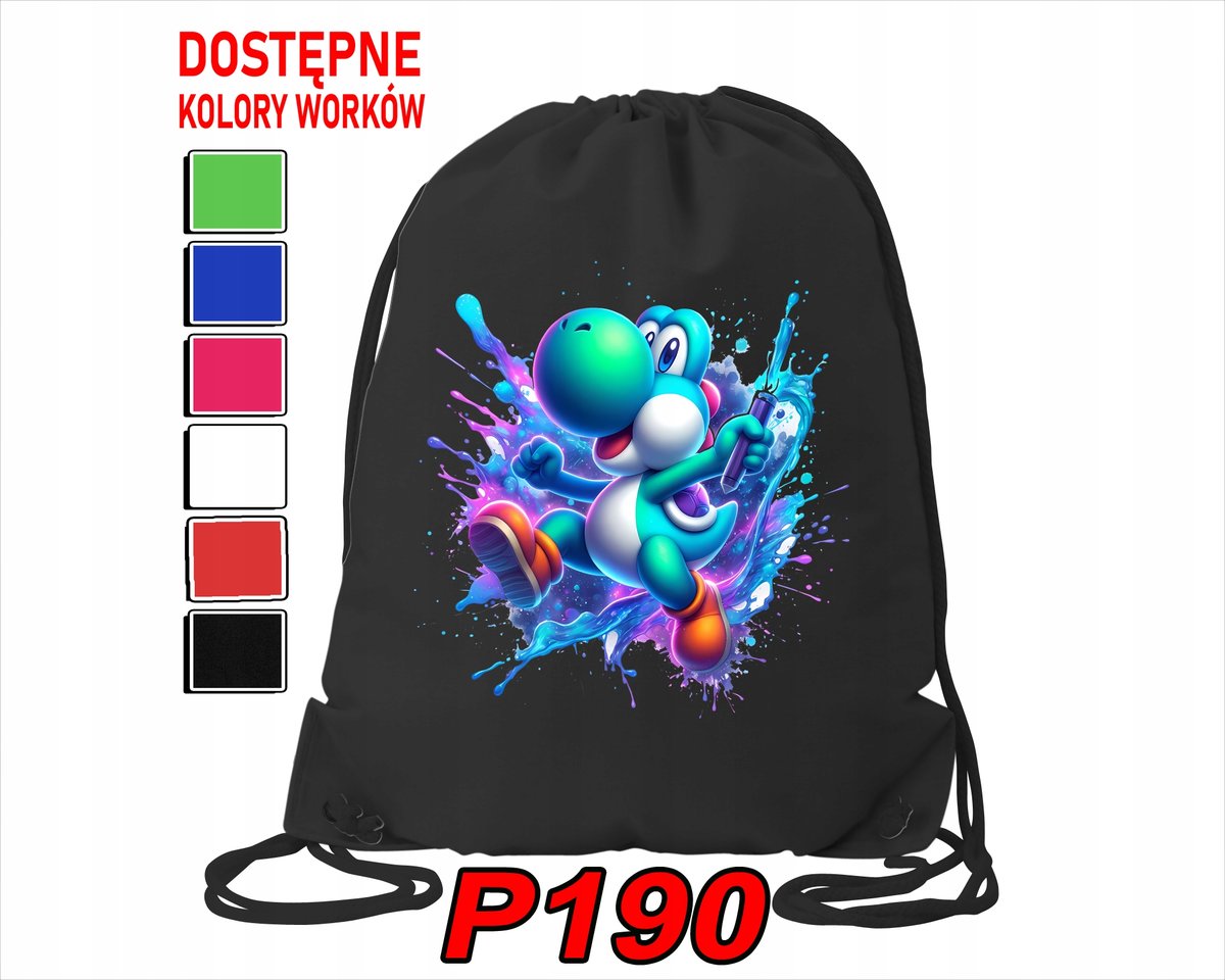 WOREK SZKOLNY NA WF BUTY SPORTOWY DLA DZIECKA GRY 5 WZORÓW + IMIĘ